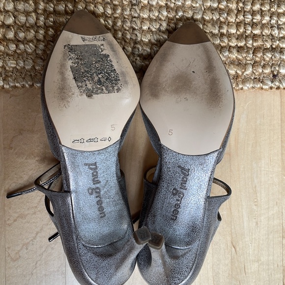 Paul Green Justine Leather Metallic Heels Ankle Lace - Picture 8 of 14